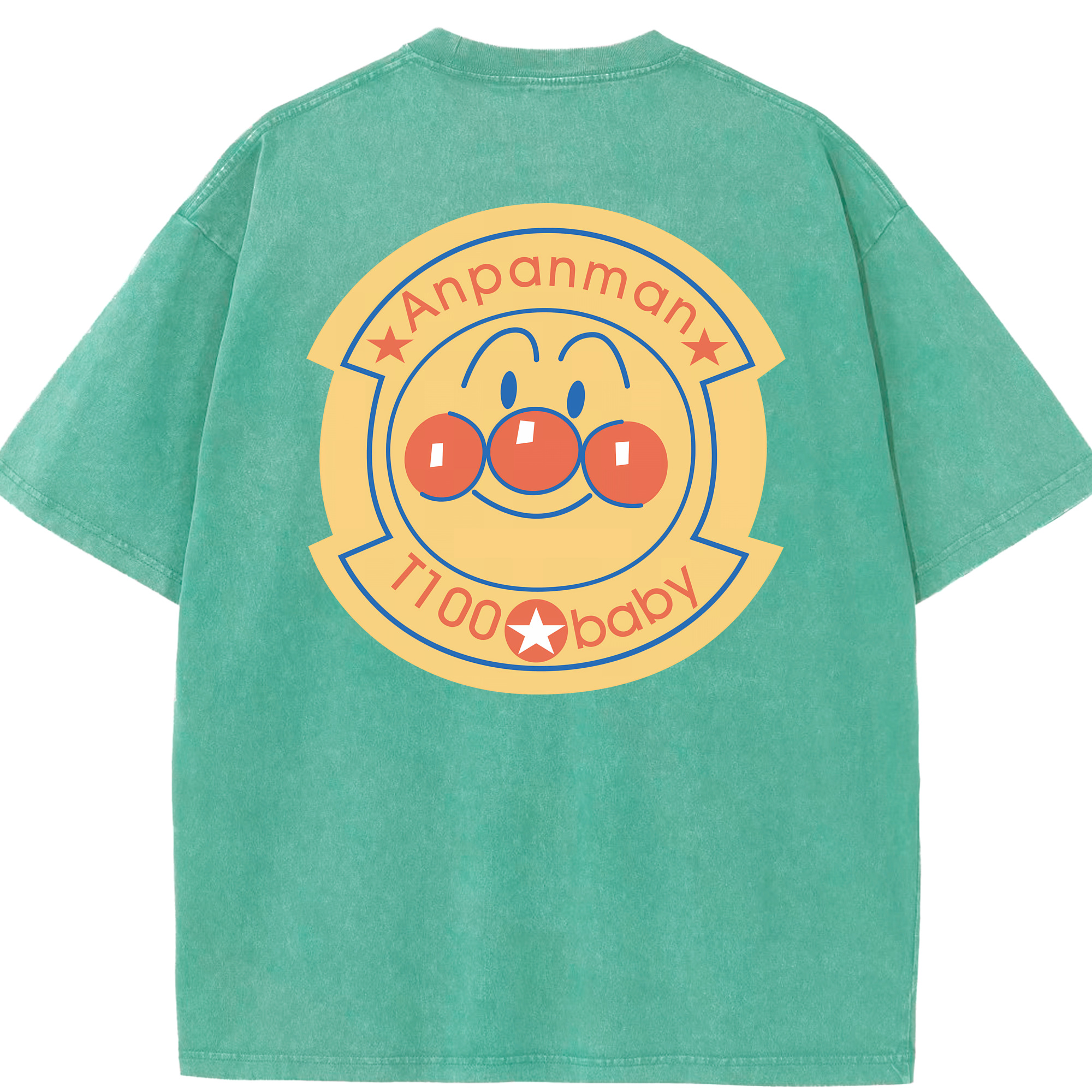 （画像用） アンパンマン Anpanman 綿100% ヴィンテージ風 半袖Tシャツ（背面プリント）